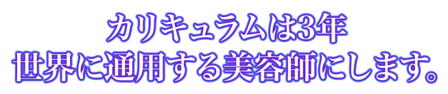 カリキュラムは3年 世界通用する美容師にします。